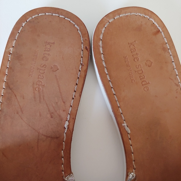 Kate Spade Imperiale Leather Metallic Slide Sandals Size 7.5 - Picture 11 of 13